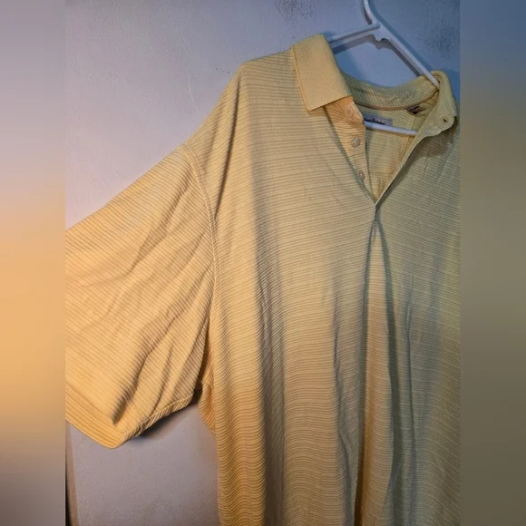 Tommy Bahama Polo Shirt Mens Size XXL Yellow Stripes Short Sleeve Collar 2XL - Picture 5 of 6